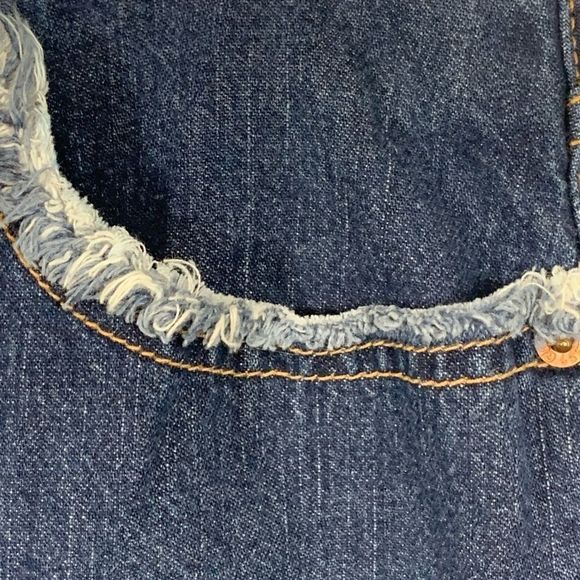Vintage Guess Women’s Denim Skirt Raw Hem Fringe 90’s Y2K Pockets Size 30 - Picture 6 of 12